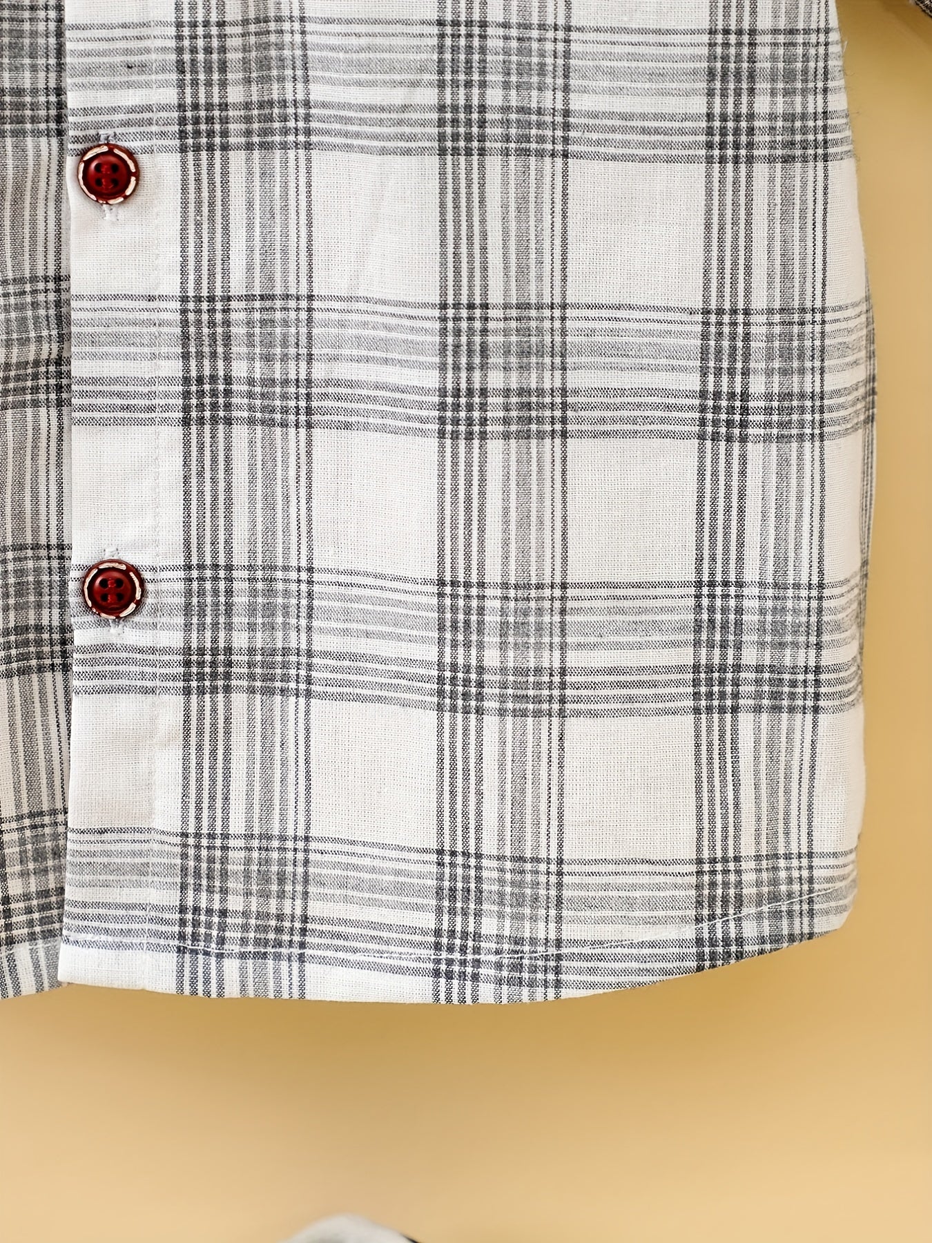 Baby Boys Plaid Short Sleeve Button-up Shirt for Summer
