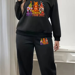Funny Dwarf Print Sweatshirt & Jogger Sweatpants Set