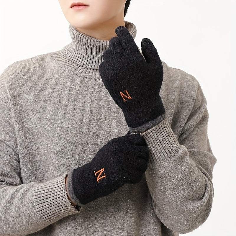 Men's Plush Winter Cycling Gloves Touch Screen Riding Gloves
