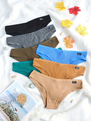 7 Pcs Ribbed Thongs Low Waist Panties