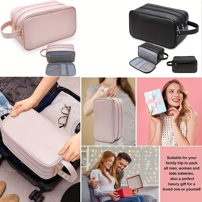 Women's Water Resistant Makeup Bag - PU Leather Cosmetic Bag