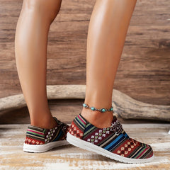 Women's Tribal Style Canvas Lace-Up Sneakers