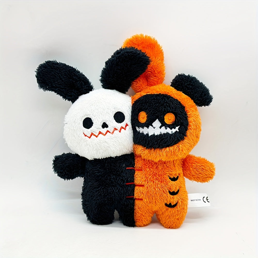 62in Double Headed Plush Toy Pumpkin Rabbit Skull Stuffed Animal Orange
