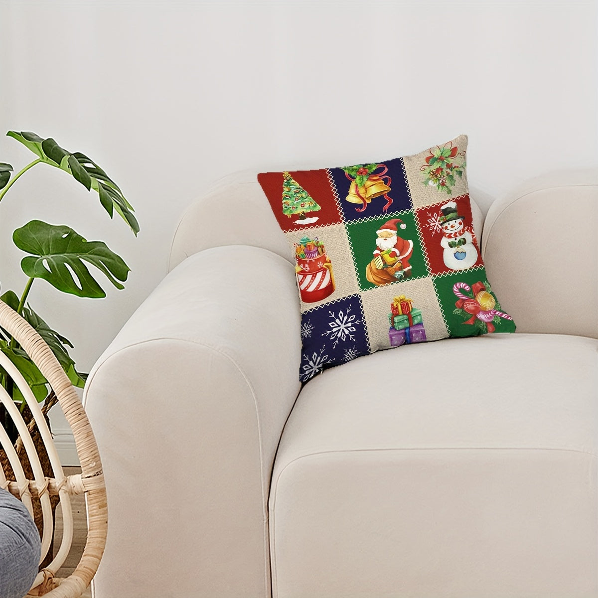 Christmas Snowman Santa Throw Pillow Covers - Holiday Decor