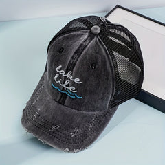 Ripped Life Embroidery Trucker Hat Distressed Baseball Cap