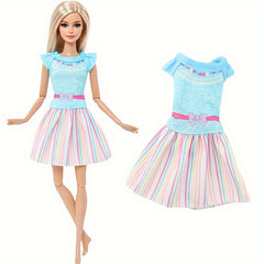 Doll Striped Skirt Dress Casual Party Outfit for 29 Dolls with Polyester Fiber