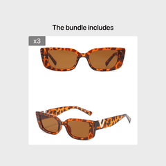Rectangle Cat Eye Thin Sunglasses for Women 90s Y2K Vintage