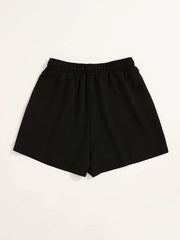 Smile Face Print Hotpants Yoga Drawstring Waist Shorts