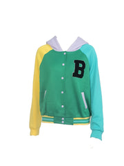Letter Print Hooded Jacket with Pockets