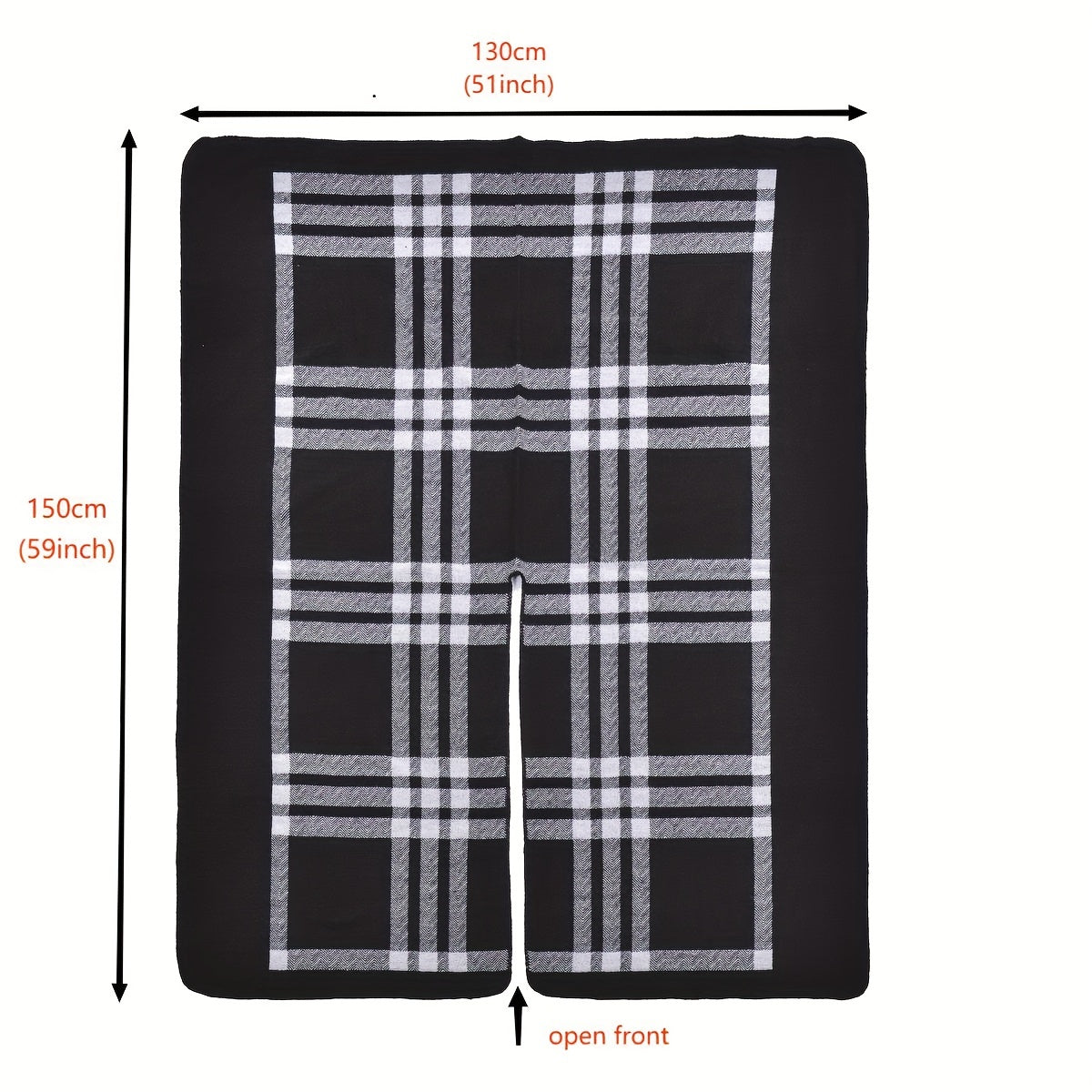Plaid Reversible Shawl Oversized Cashmere Poncho