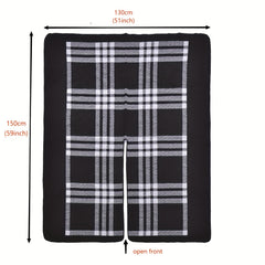 Plaid Reversible Shawl Oversized Cashmere Poncho