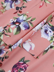 Women's Plus Floral Print Long Sleeve Surplice Neck Belted Dress