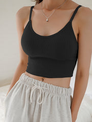 Ribbed Cami Crop Top Scoop Neck Tank Top Women's Lingerie