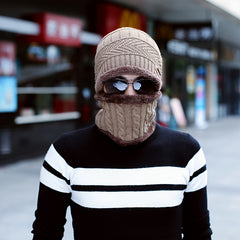Men's Knitted Hat Scarf Set with Ear Protection