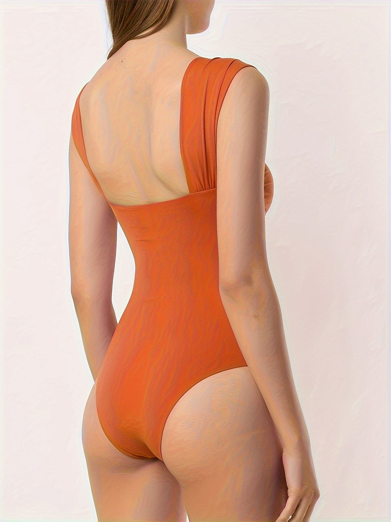 Twist Front One Piece Swimsuit Wide Straps