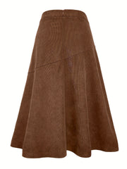 High Waist Corduroy Skirt A-Line Midi Skirt for Women