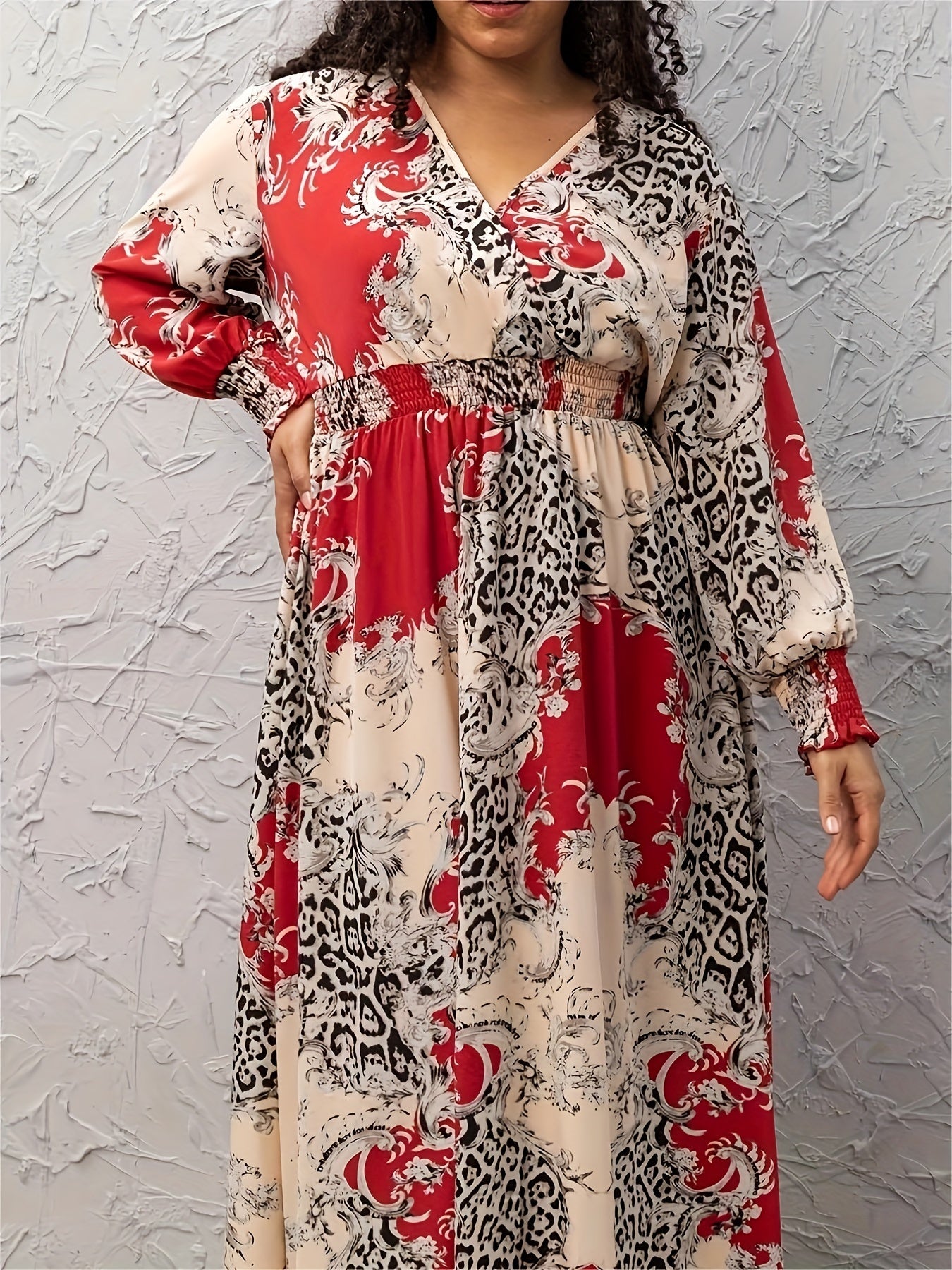Colorblock Leopard Print Maxi Dress