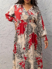 Colorblock Leopard Print Maxi Dress