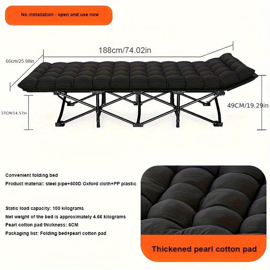 Portable Folding Bed with Carry Bag, Outdoor Camping Bed, Office Nap, Picnic