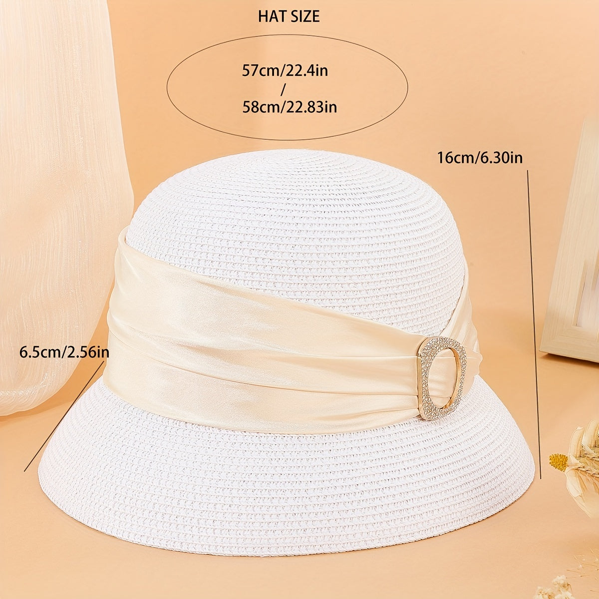 Ribbon Decor Straw Bucket Hat Sun Hat French Style Beach Hats For Women