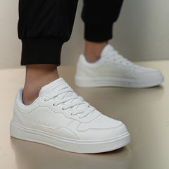 Men's Solid Skate Shoes Comfy Non Slip Lace Up Sneakers