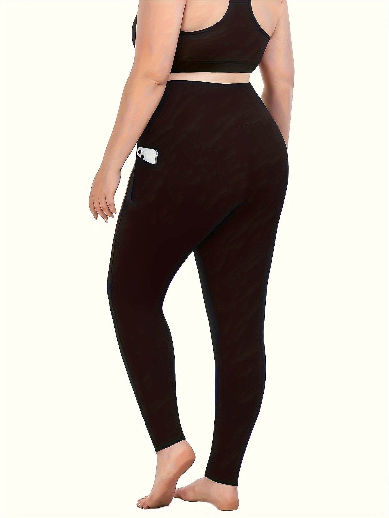 Sports Leggings Women's Plus Solid Wide Waistband Soft Gym Yoga Leggin