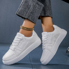 Faux Leather Flat Skate Shoes Non Slip Outdoor Sneakers