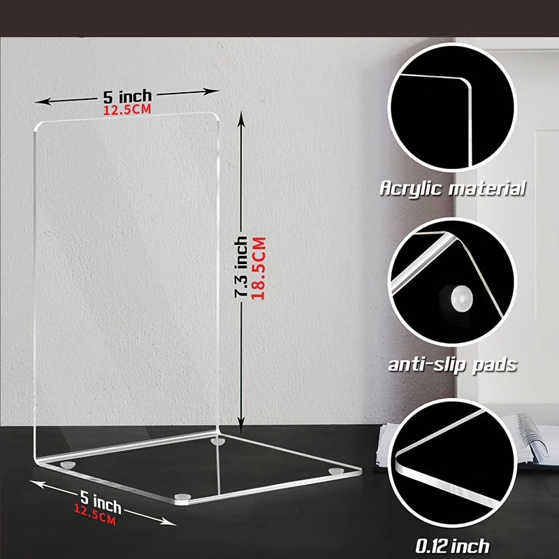 4pcs Acrylic Bookshelf Transparent Book Clip Organizer