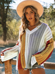 Colorful Striped V Neck Pullover Jumper