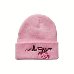 Stylish Letter Cartoon Embroidered Knitted Hat for Winter