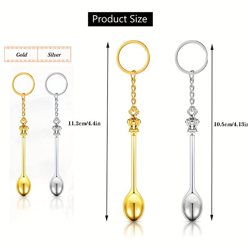 Mini Crown Keychain Tea Spoon Pendant Keyring