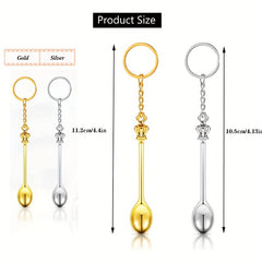 Mini Crown Keychain Tea Spoon Pendant Keyring