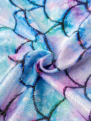 3pcs Girls Tie Dye Mermaid Leotard Sets Long Sleeve Romper Shorts Hair Band