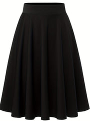 Casual Slim Skater Skirt High Waisted Solid Skirt