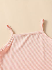 5pcs Toddler Girls Ribbed Knit Cami Top Kids Summer Clothes