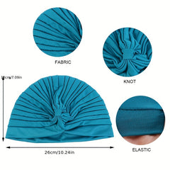 Candy Pleated Turban Cap Head Wrap Elastic Hijab Hat Beanie Chemo Hats