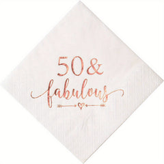 50 & Fabulous Napkins for Women's 50th Birthday Party - 20pcs 2 Ply