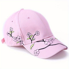 Peach Blossom Baseball Hat Embroidered Flower Cap