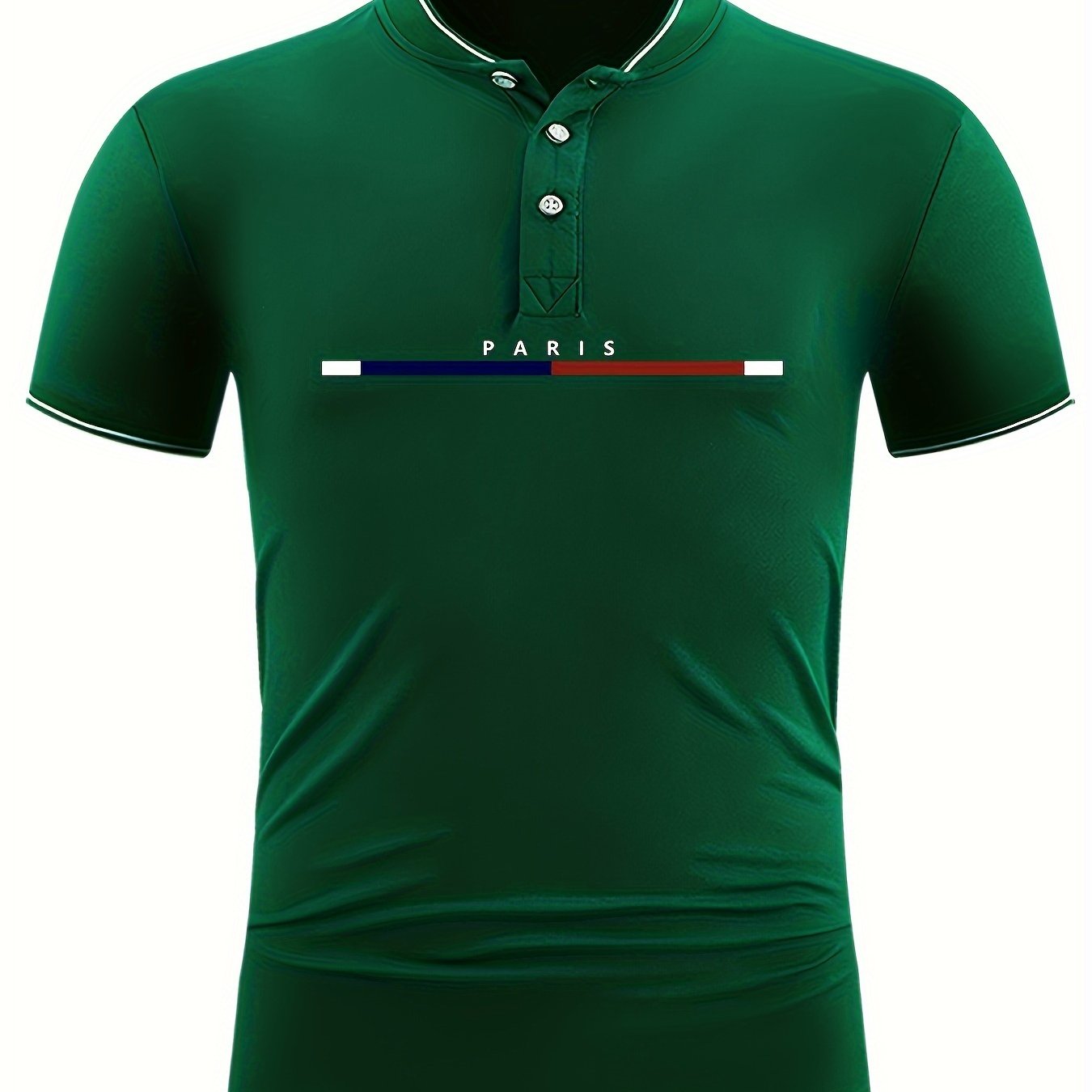 Men's Casual Shirt Top Stand Collar Short Sleeve Closure