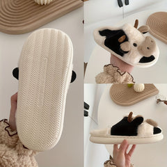 Men's Cartoon Cow Plush Lining Slides