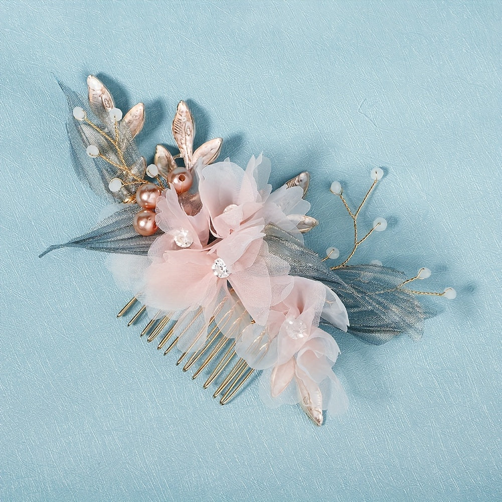 Pink Bridal Comb Wedding Hair Clip Hair Accessories Hair Jewelry