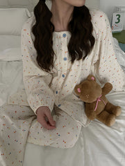 Floral Print Pajama Set Long Sleeve Top & Pants