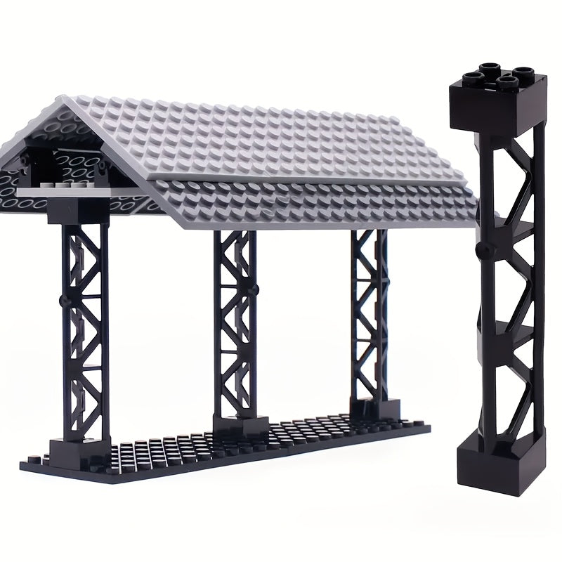 8 ABS Building Blocks 2x2x10 Support Poles and Brackets