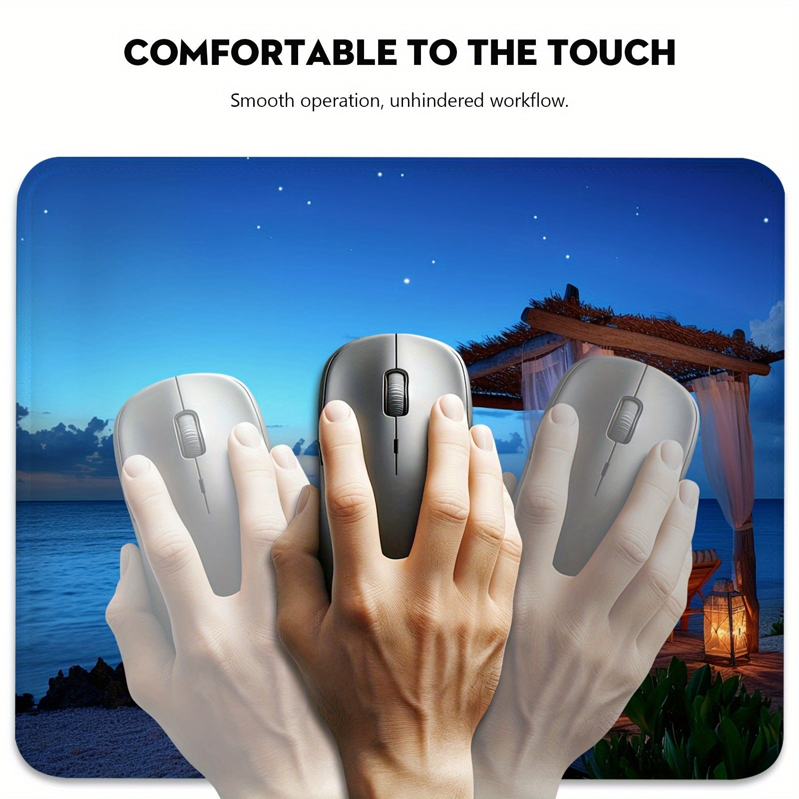 Night Time Serene Dock Lights Mouse Pad Non Slip Rubber Base