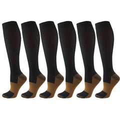6 Pairs Heart & Polka Dots Print Compression Knee Length Socks For Women