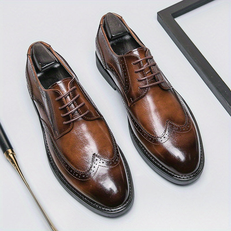 Men's Brogue Lace Up Dress Shoes Non Slip Business Wedding Formal