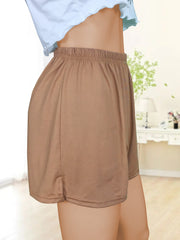 Solid Sleep Bottoms & Loose Side Split Elastic Waist Shorts
