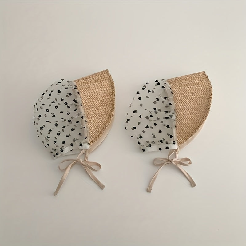 Baby Lace Sunshade Straw Hat for Spring Summer Travel Seaside