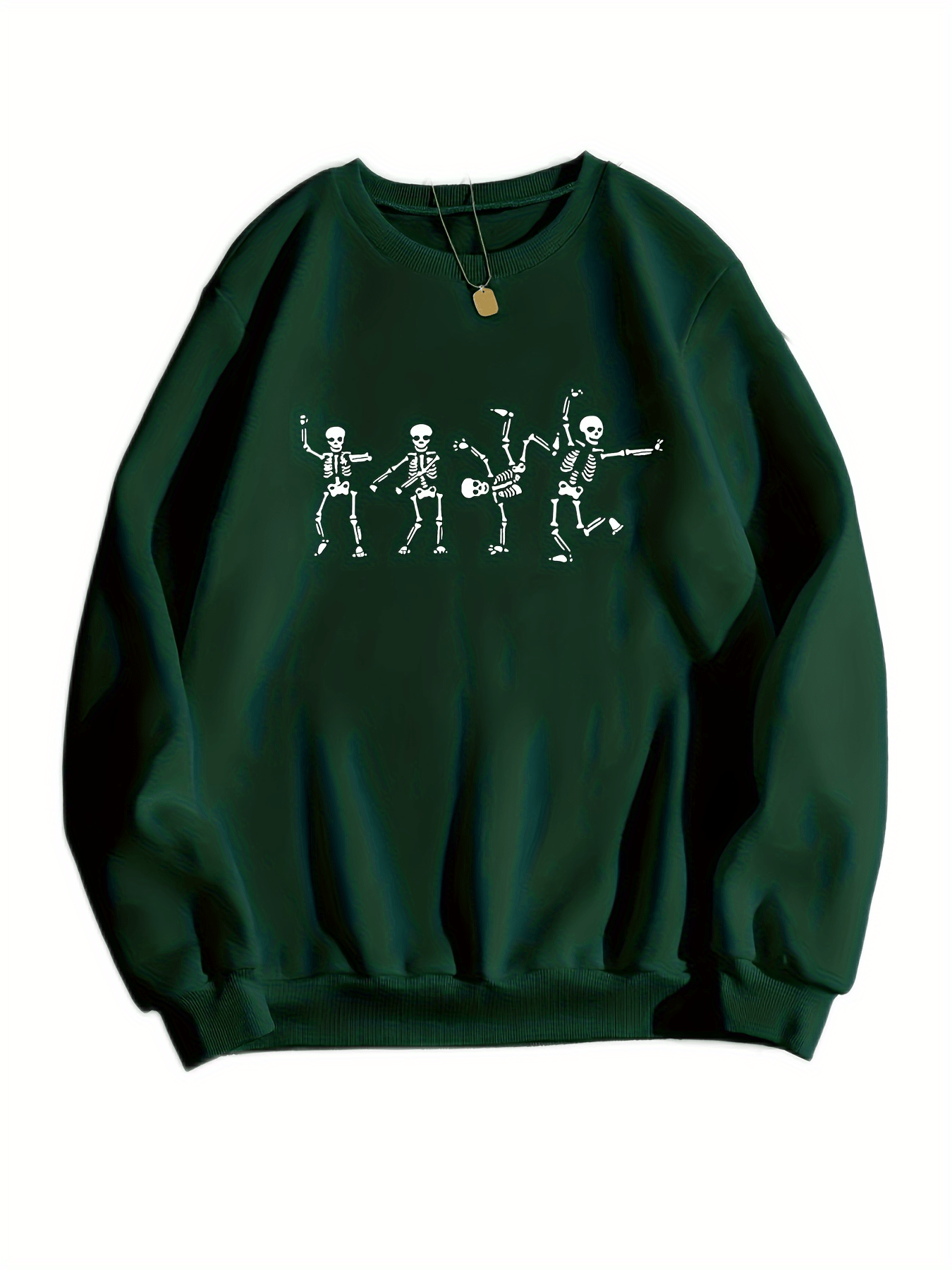 Skull Print Sweatshirt Long Sleeve Casual Crew Neck Women's Clothing