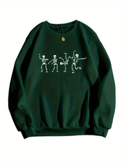 Skull Print Sweatshirt Long Sleeve Casual Crew Neck Women's Clothing